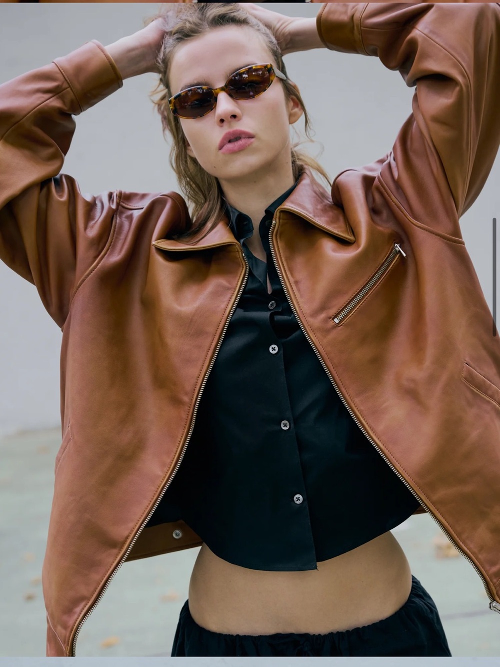 REFORMATION VEDA Marco Brown Leather Oversized Bomber SZ M - Picture 2 of 8